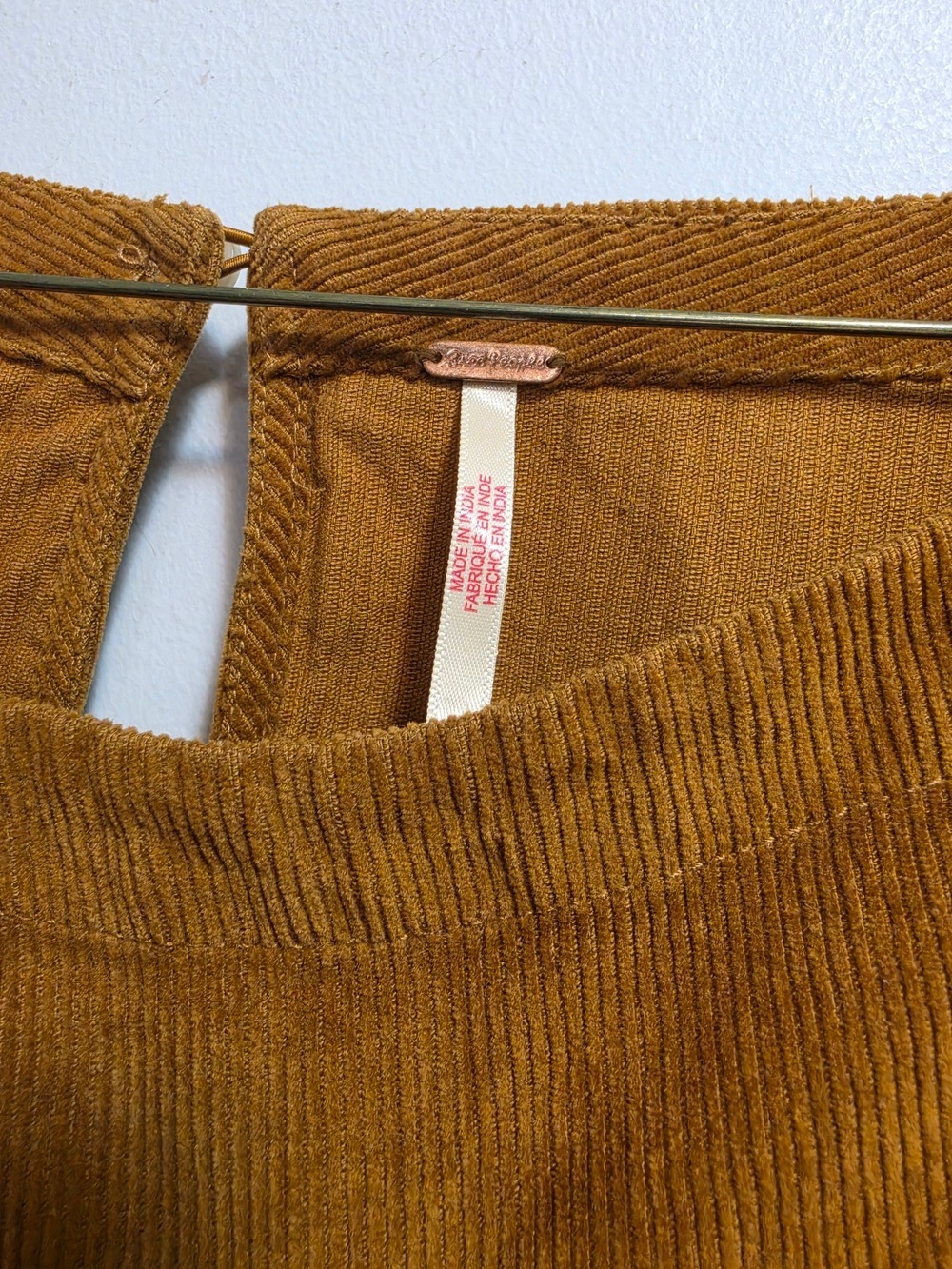 Free People Corduroy Tunic Top in Camel Brown 100% Cotton - Picture 6 of 11